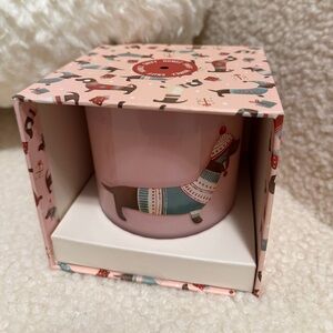 830. NWT Pink Dachshund Candle in Festive Box